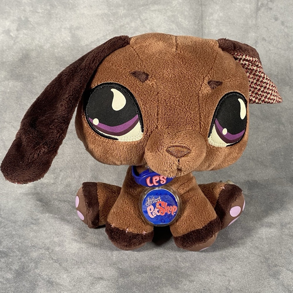 Littlest Pet Shop LPS VIP Brown Dachshund Dog Plush Toy Stuffed Animal Authentic